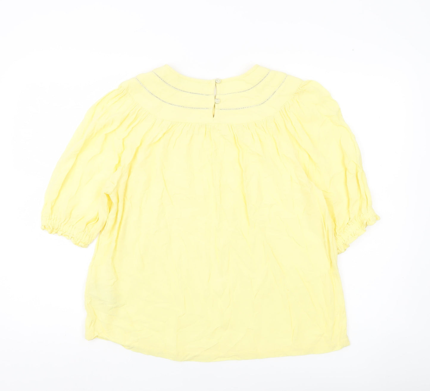 Marks and Spencer Womens Yellow Blouse Size 10 Tunic Puff Sleeve
