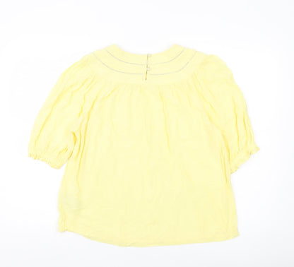 Marks and Spencer Womens Yellow Blouse Size 10 Tunic Puff Sleeve