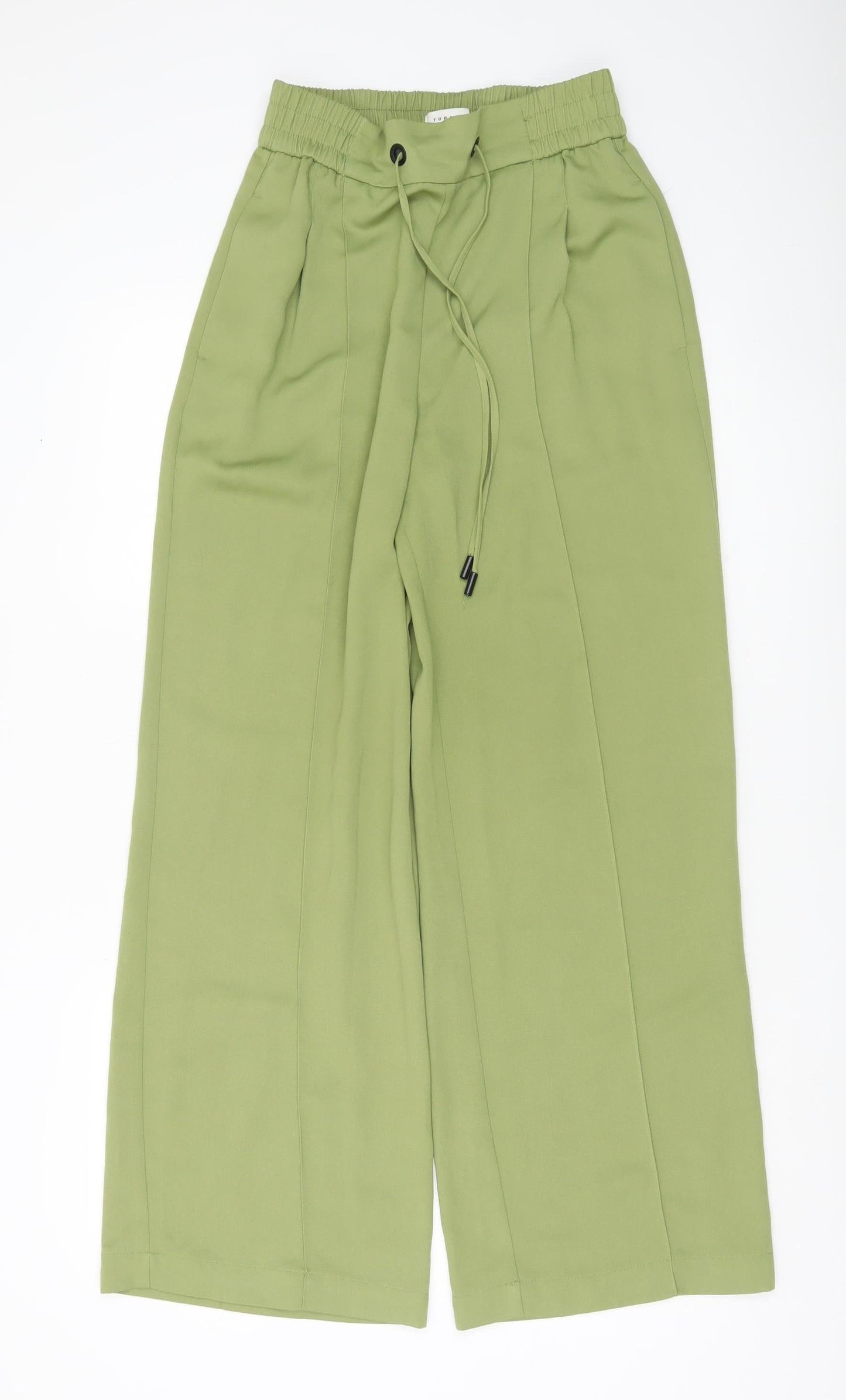 Topshop Womens Green Wide-Leg Casual Trousers Size 8