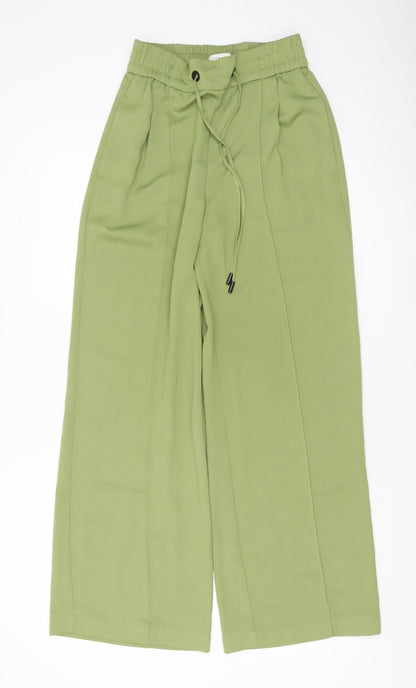 Topshop Womens Green Wide-Leg Casual Trousers Size 8