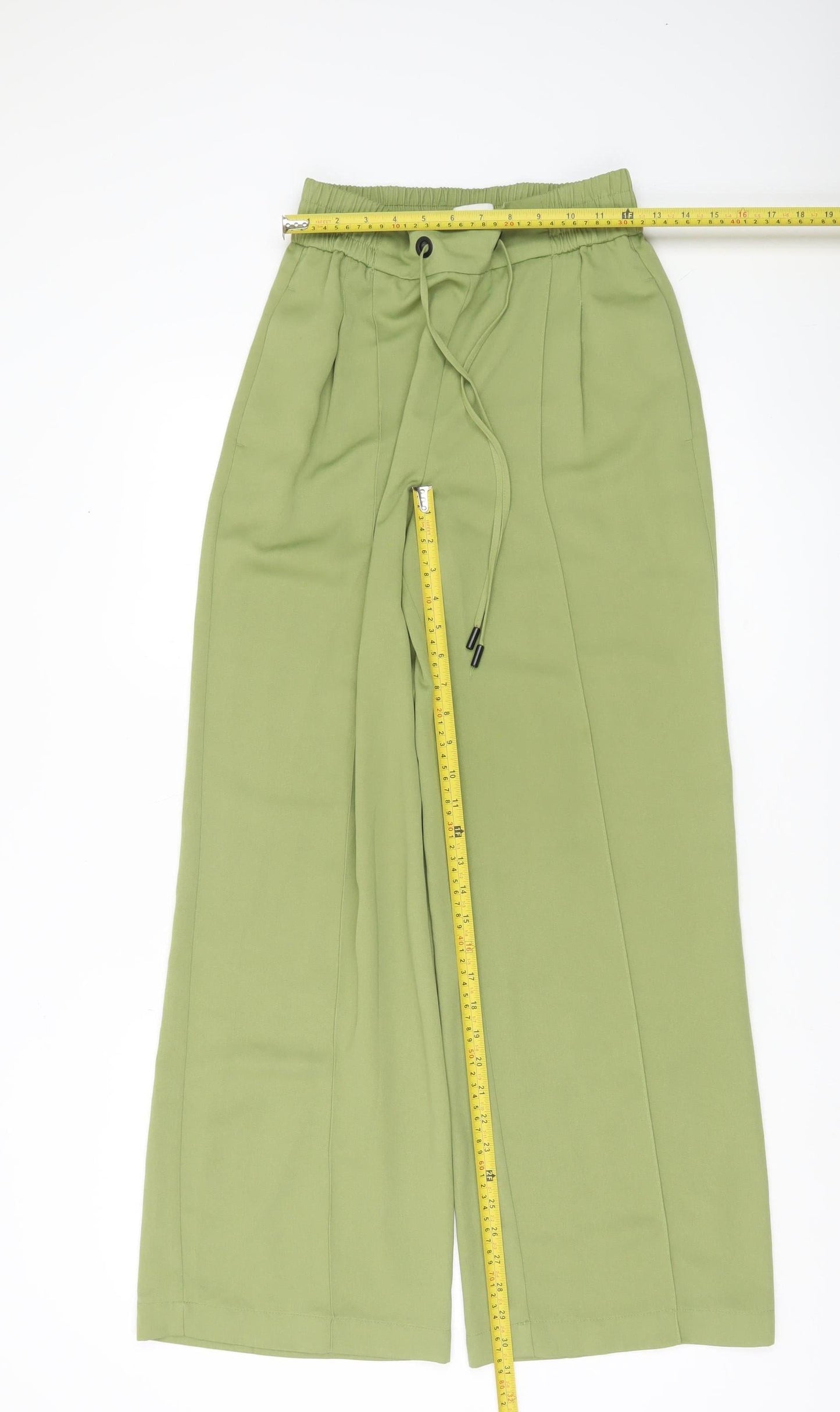 Topshop Womens Green Wide-Leg Casual Trousers Size 8