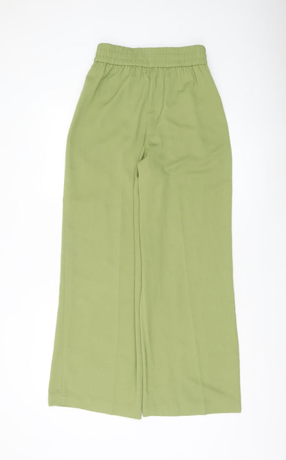 Topshop Womens Green Wide-Leg Casual Trousers Size 8