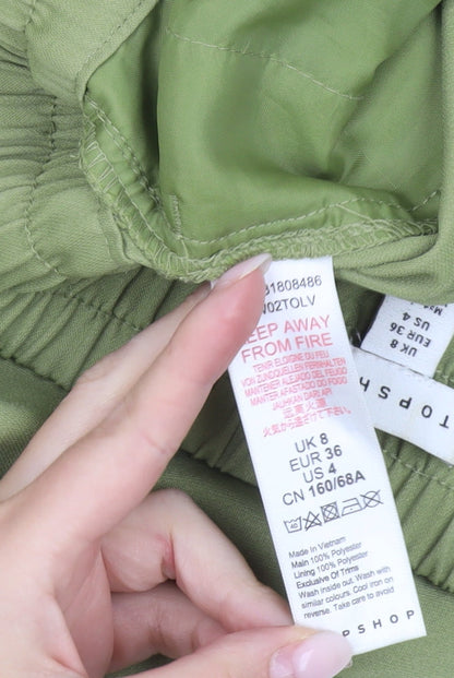 Topshop Womens Green Wide-Leg Casual Trousers Size 8