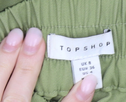 Topshop Womens Green Wide-Leg Casual Trousers Size 8