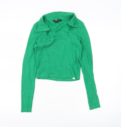 Womens UK Size S Brave Soul Green Cropped T-Shirt