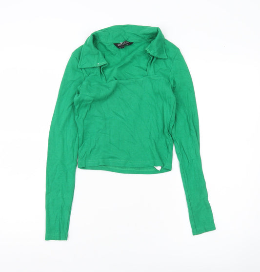 Womens UK Size S Brave Soul Green Cropped T-Shirt