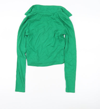Womens UK Size S Brave Soul Green Cropped T-Shirt