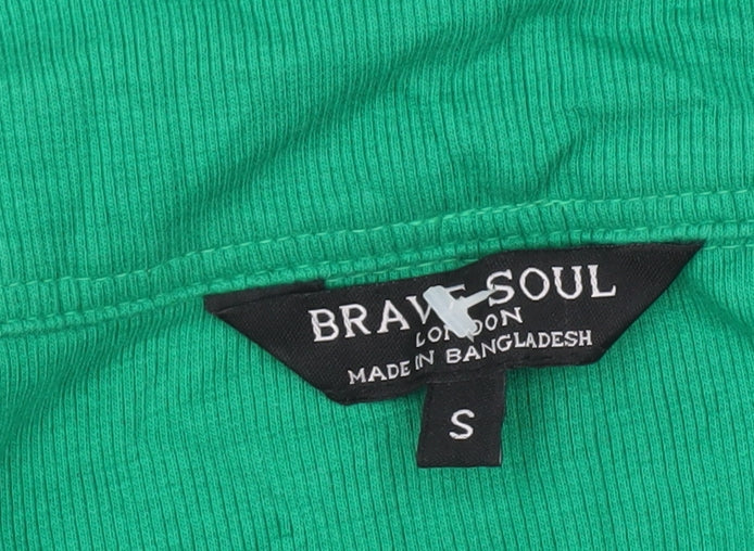 Womens UK Size S Brave Soul Green Cropped T-Shirt