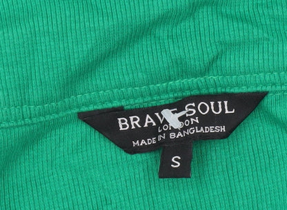 Womens UK Size S Brave Soul Green Cropped T-Shirt