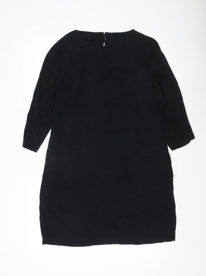Marks and Spencer Womens Black Size 12 Shift Dress 3/4 Sleeve