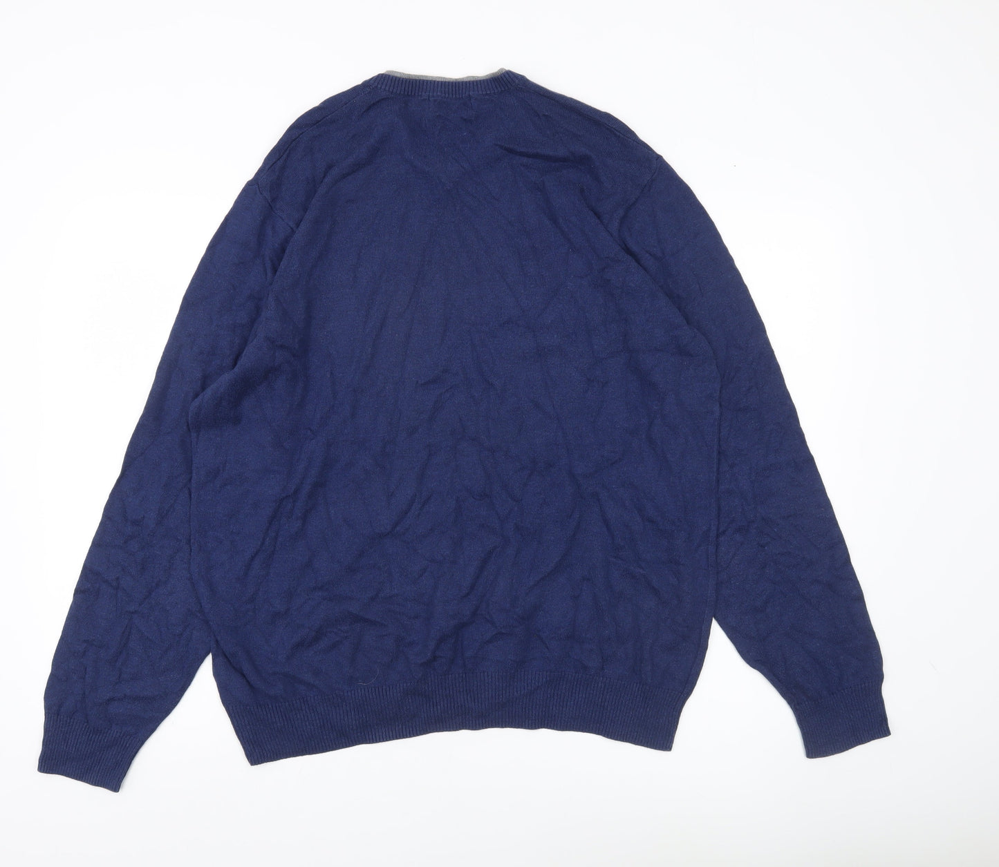 Marks and Spencer Men’s Blue XL V-Neck Cotton Cashmere Jumper