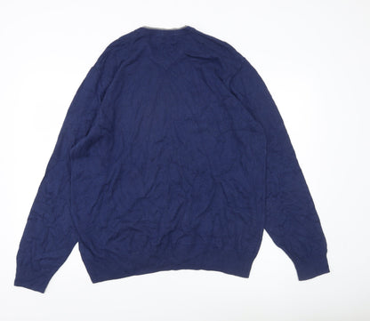 Marks and Spencer Men’s Blue XL V-Neck Cotton Cashmere Jumper