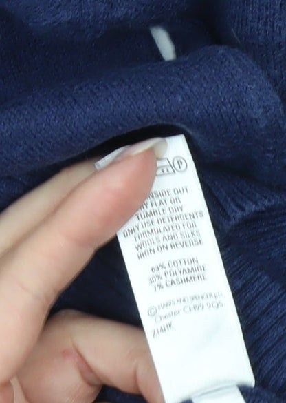 Marks and Spencer Men’s Blue XL V-Neck Cotton Cashmere Jumper