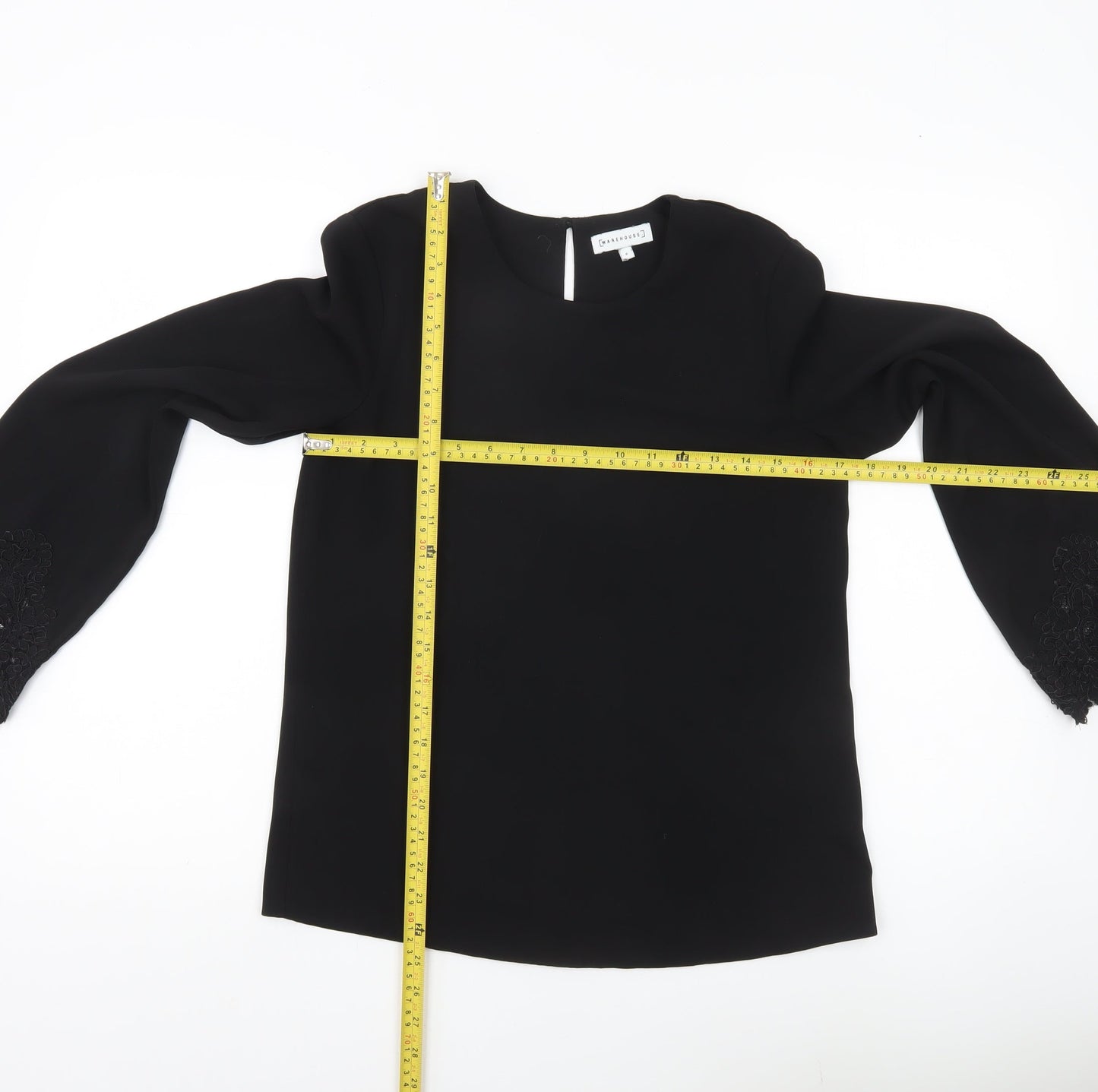 Womens UK Size 6 Warehouse Black Tunic Blouse