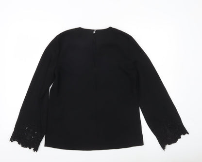 Womens UK Size 6 Warehouse Black Tunic Blouse