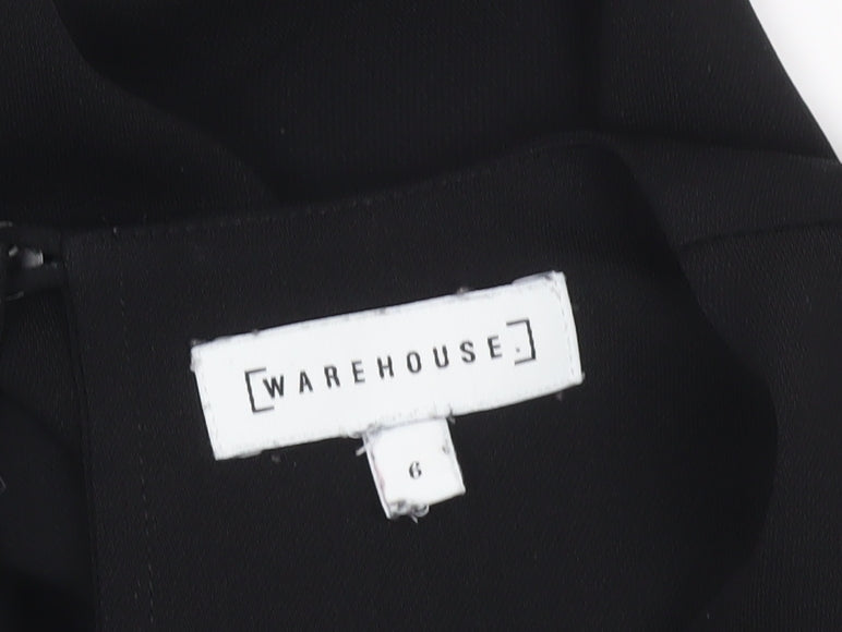 Womens UK Size 6 Warehouse Black Tunic Blouse