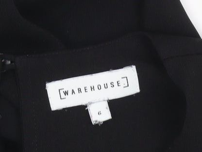 Womens UK Size 6 Warehouse Black Tunic Blouse