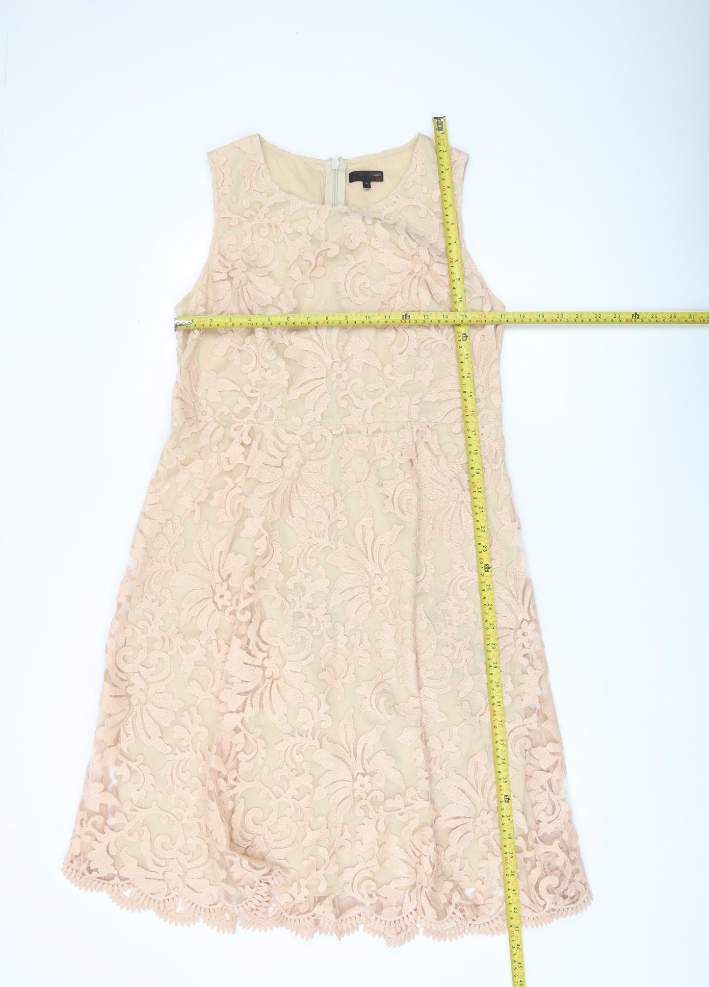 Next Women Tall Beige Lace Shift Dress Size 16 Sleeveless
