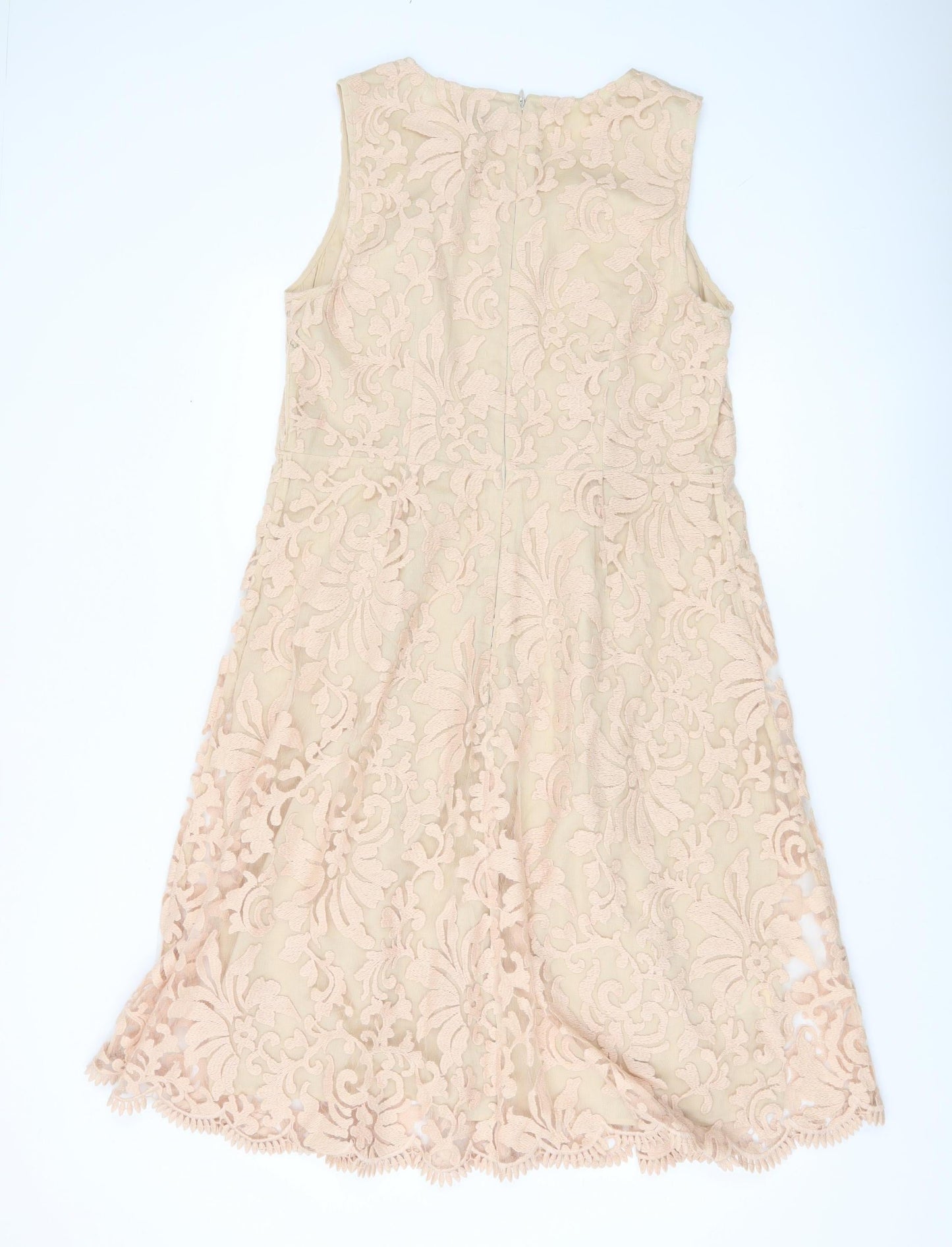 Next Women Tall Beige Lace Shift Dress Size 16 Sleeveless