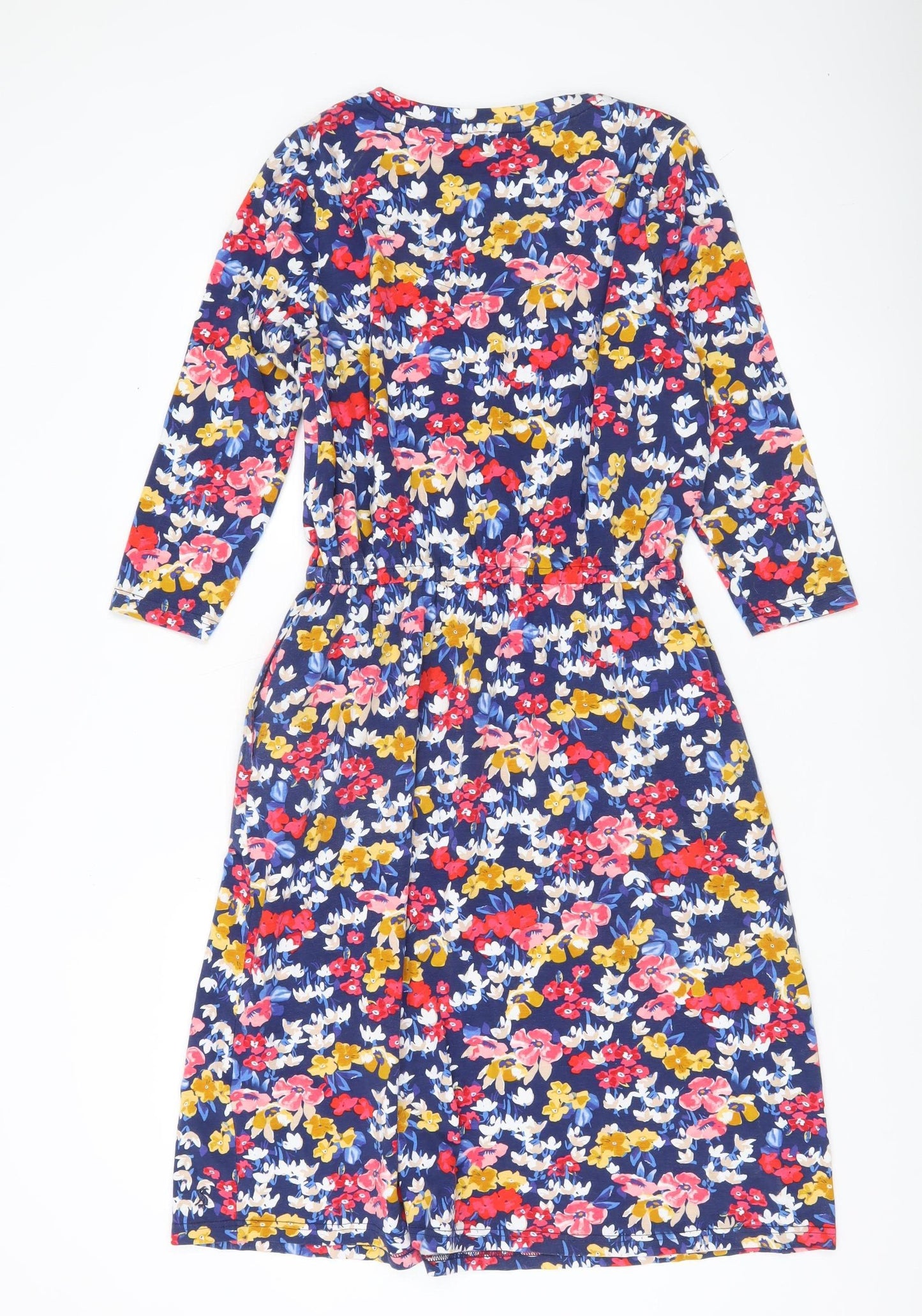 Joules Women’s Multicoloured Floral Dress Size 12 Knee Length V-Neck