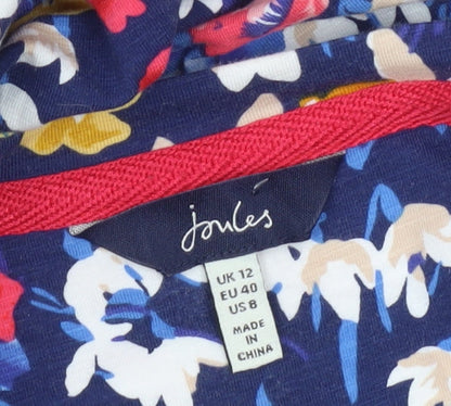 Joules Women’s Multicoloured Floral Dress Size 12 Knee Length V-Neck