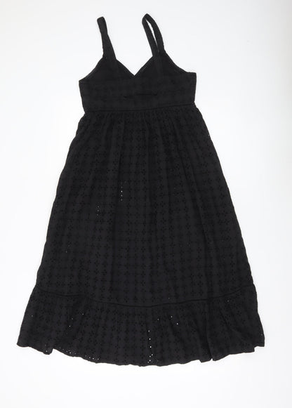 Superdry Women's Black Size 6 Midi Fit & Flare Sleeveless Cotton Dress