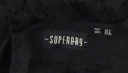 Superdry Women's Black Size 6 Midi Fit & Flare Sleeveless Cotton Dress