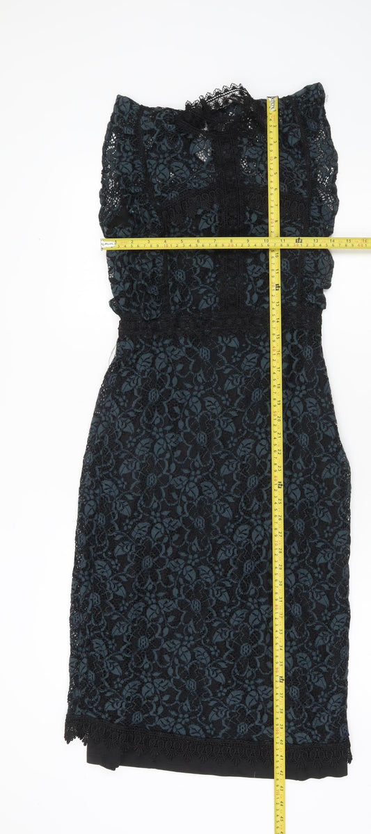 Zara Basic Women's Black XS Sheath Lace Sleeveless Cocktail Dress