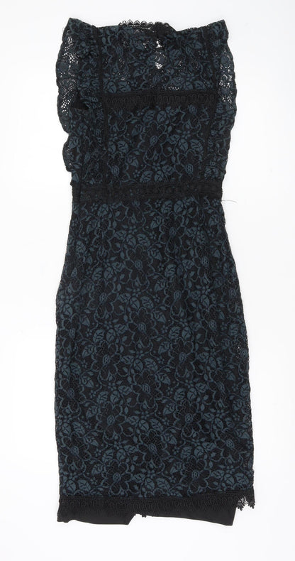 Zara Basic Women's Black XS Sheath Lace Sleeveless Cocktail Dress
