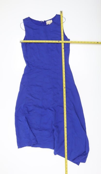 Phase Eight Women’s Blue Sleeveless Asymmetric Midi Sheath Dress UK 10