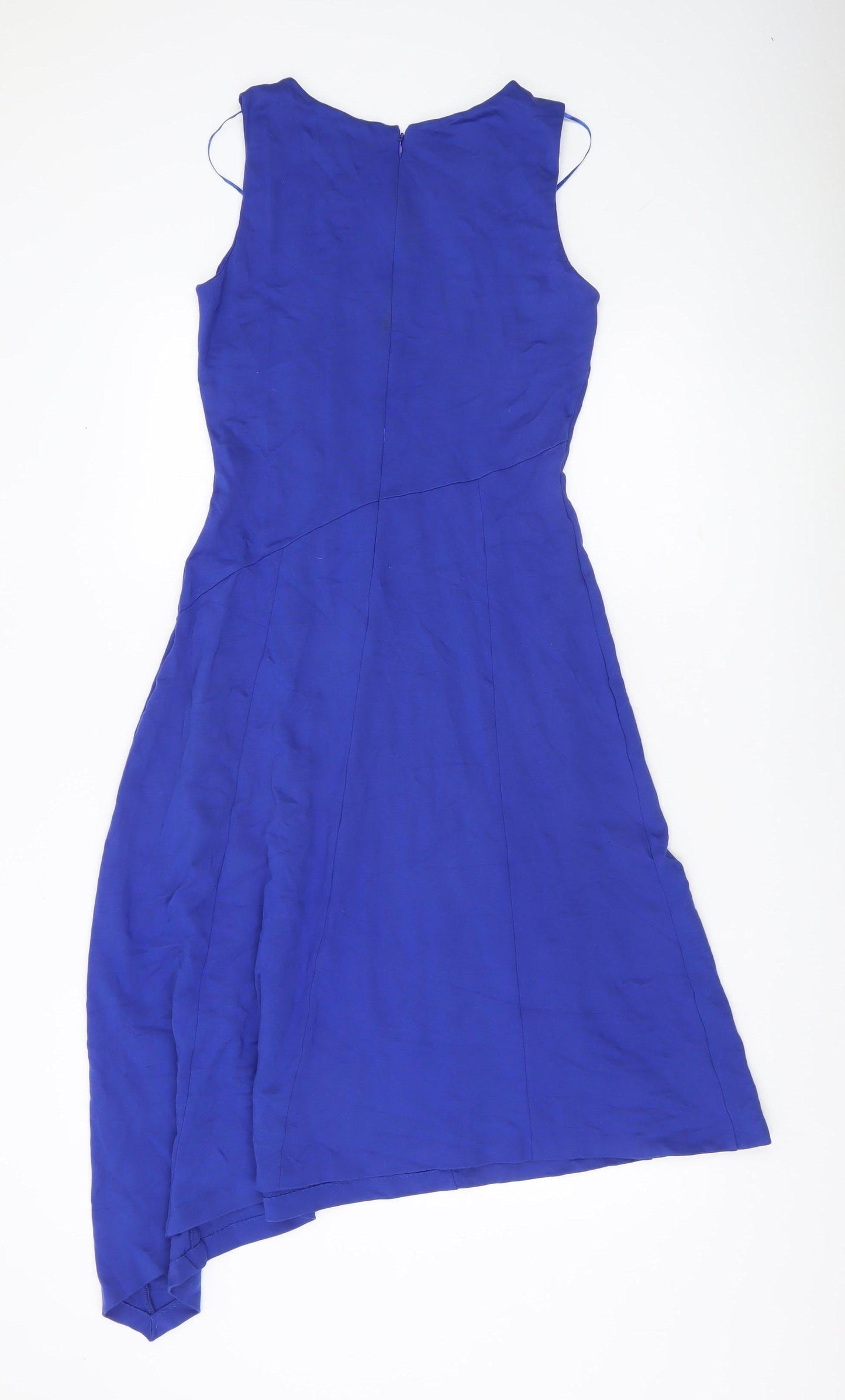Phase Eight Women’s Blue Sleeveless Asymmetric Midi Sheath Dress UK 10