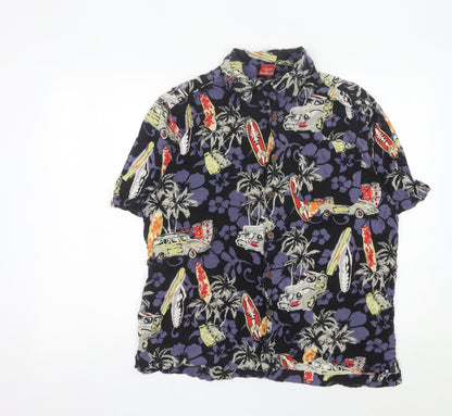 Junction West Men’s Multicoloured Rayon Hawaiian Shirt M Summer Casual
