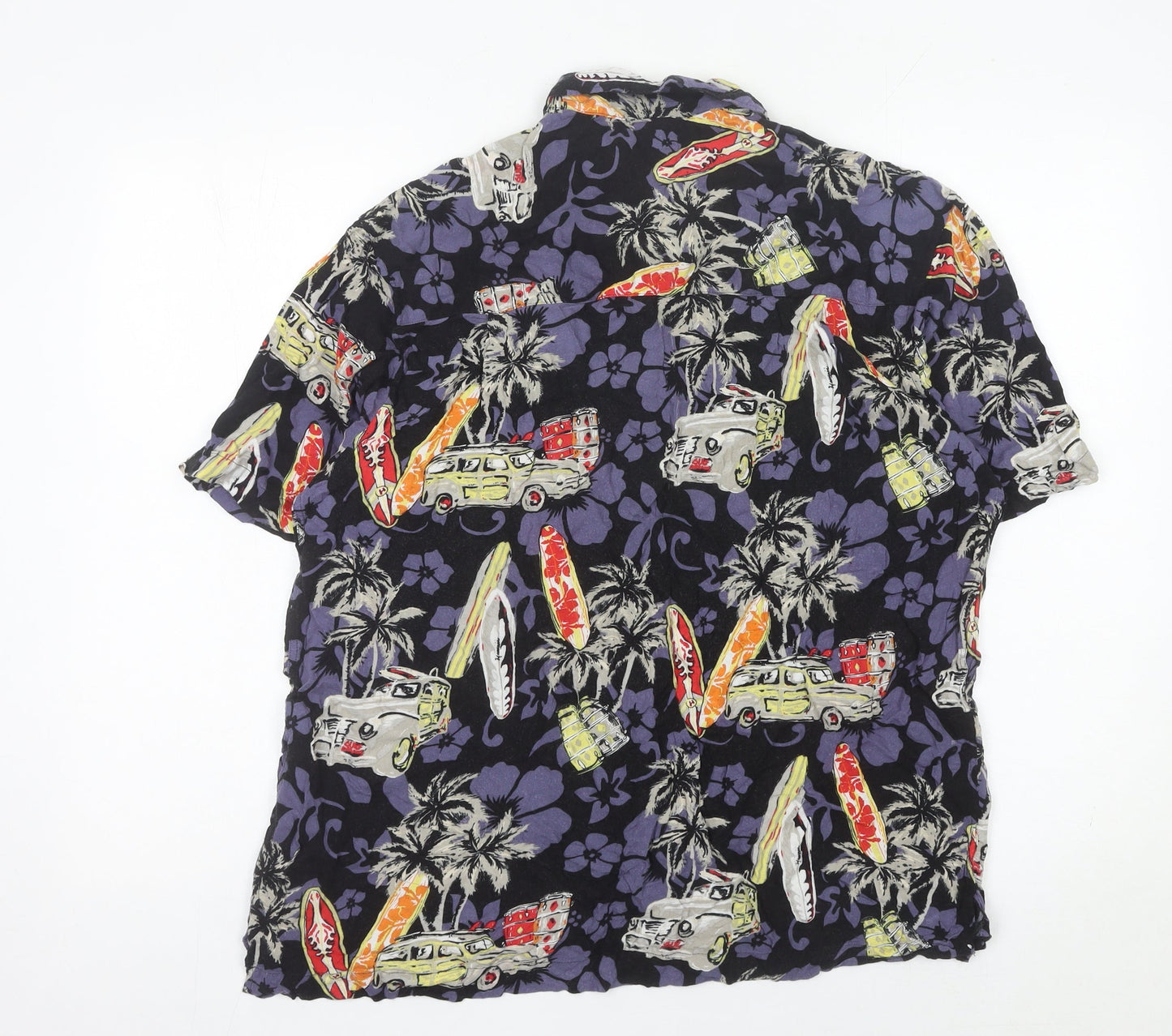 Junction West Men’s Multicoloured Rayon Hawaiian Shirt M Summer Casual