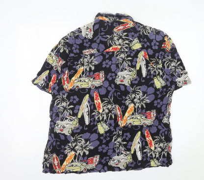 Junction West Men’s Multicoloured Rayon Hawaiian Shirt M Summer Casual