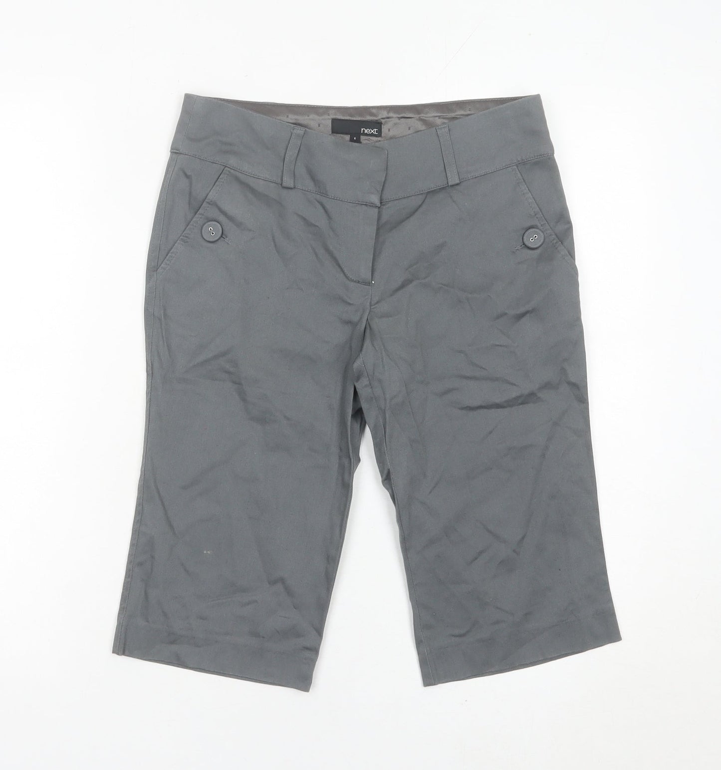 Next Women Grey Bermuda Shorts Size 6 Slim Fit Stretch Casual
