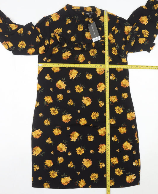 Dorothy Perkins Women’s Black Floral Shift Dress UK 10 Knee Length
