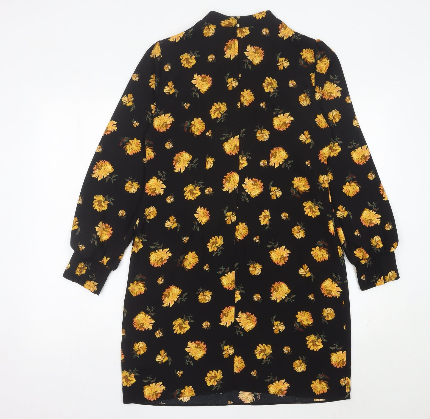 Dorothy Perkins Women’s Black Floral Shift Dress UK 10 Knee Length