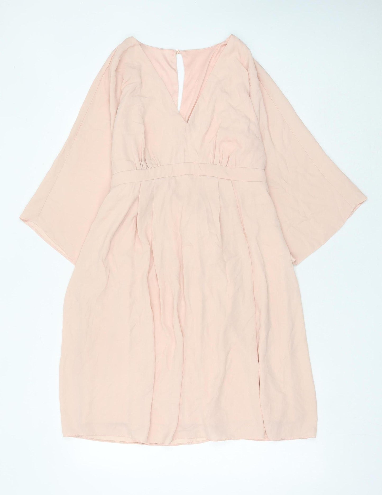 ASOS Women’s Pink Wrap Dress Size 14 Knee Length V-Neck