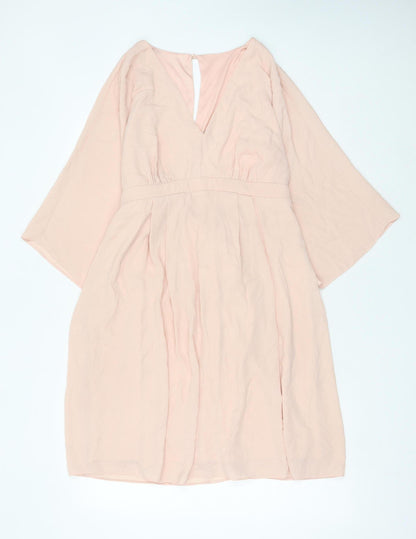 ASOS Women’s Pink Wrap Dress Size 14 Knee Length V-Neck