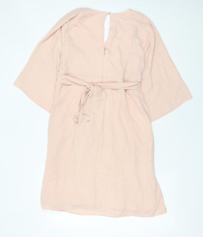 ASOS Women’s Pink Wrap Dress Size 14 Knee Length V-Neck