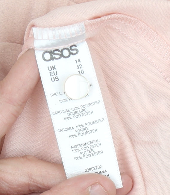 ASOS Women’s Pink Wrap Dress Size 14 Knee Length V-Neck