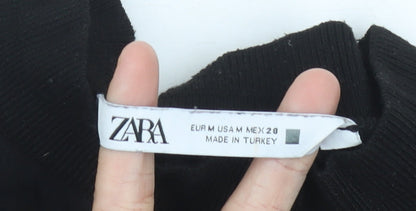 Womens UK Size M Zara Black Tunic Blouse