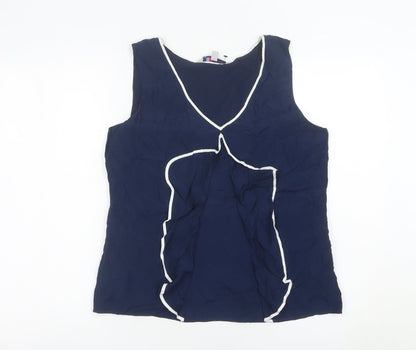 Crew Clothing Women’s Blue Sleeveless Silk Blend Blouse Size 12