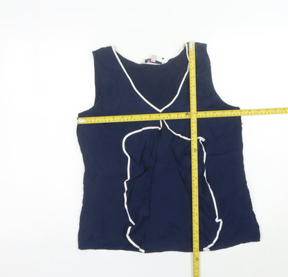 Crew Clothing Women’s Blue Sleeveless Silk Blend Blouse Size 12