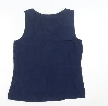 Crew Clothing Women’s Blue Sleeveless Silk Blend Blouse Size 12