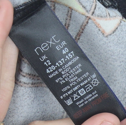 Womens UK Size 12 NEXT Black Tunic Blouse