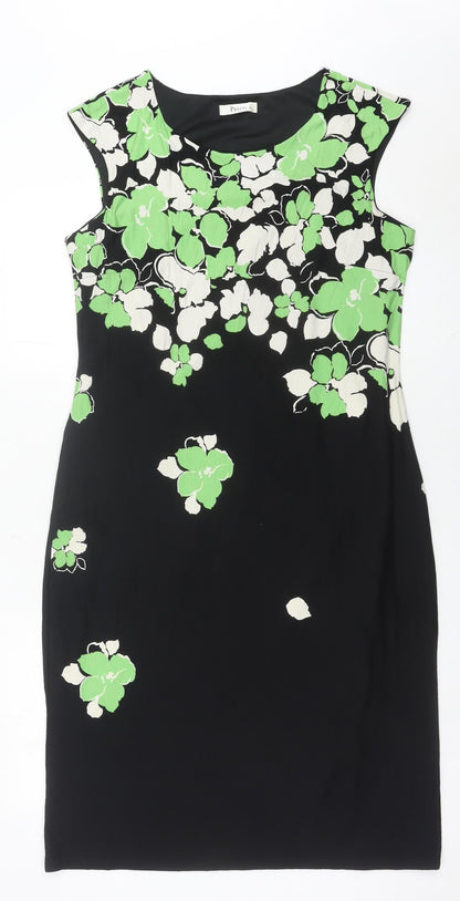 Precis Women’s Black Green Floral Sheath Knee Length Dress Size 14