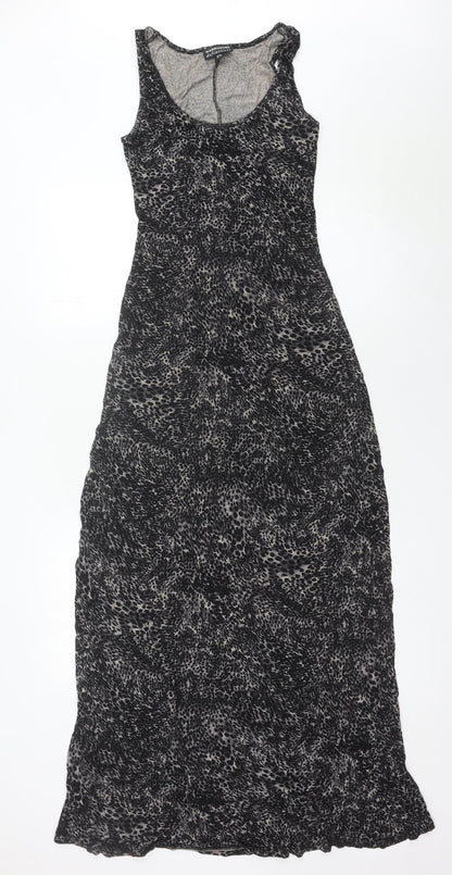 Warehouse Women’s Black Animal Print Maxi Dress UK 6 Sleeveless