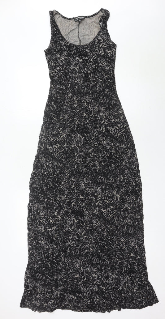 Warehouse Women’s Black Animal Print Maxi Dress UK 6 Sleeveless