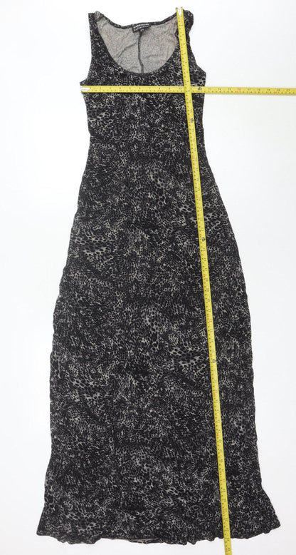 Warehouse Women’s Black Animal Print Maxi Dress UK 6 Sleeveless